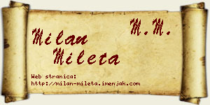 Milan Mileta vizit kartica